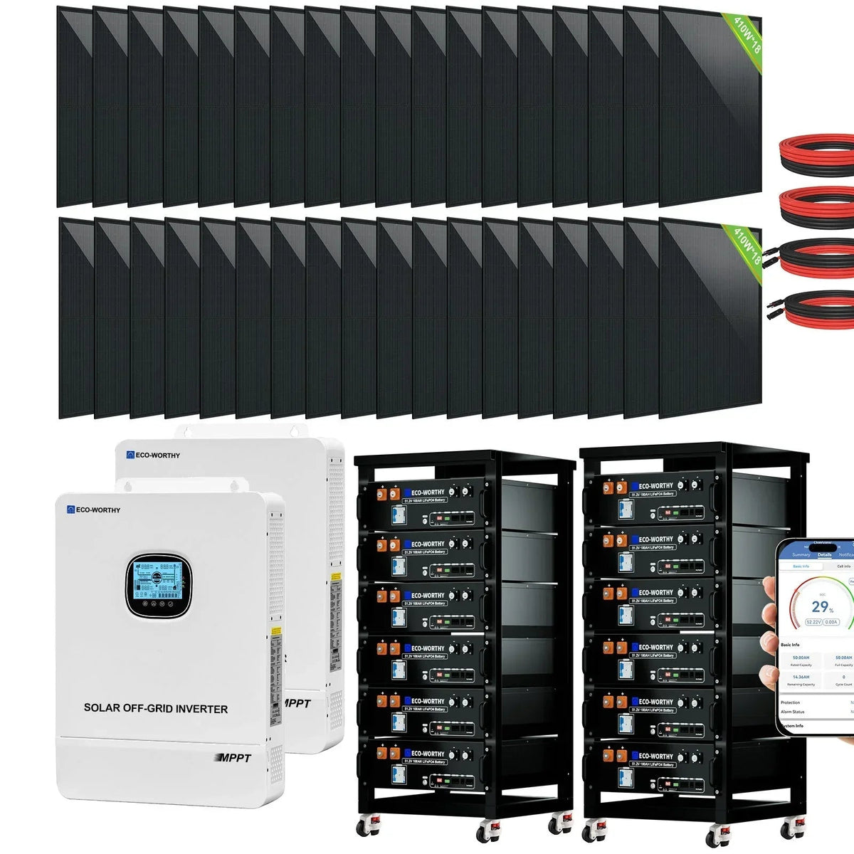 ECO-WORTHY 10000W Off-Grid Solar Power System L02M410-SRNK10KUSL4800-12