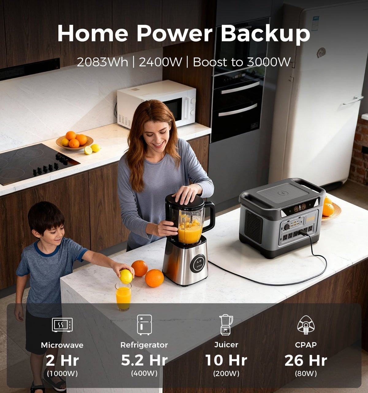 UDPOWER S2400 2400W LiFePO4 Portable Power Station