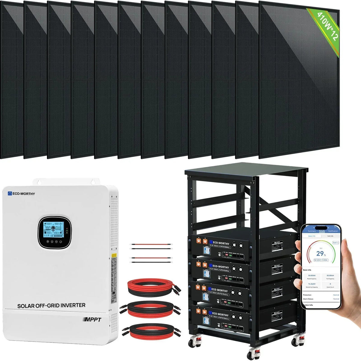 ECO-WORTHY 10000W Off-Grid Solar Power System L02M410-SRNK10KUSL4800-12