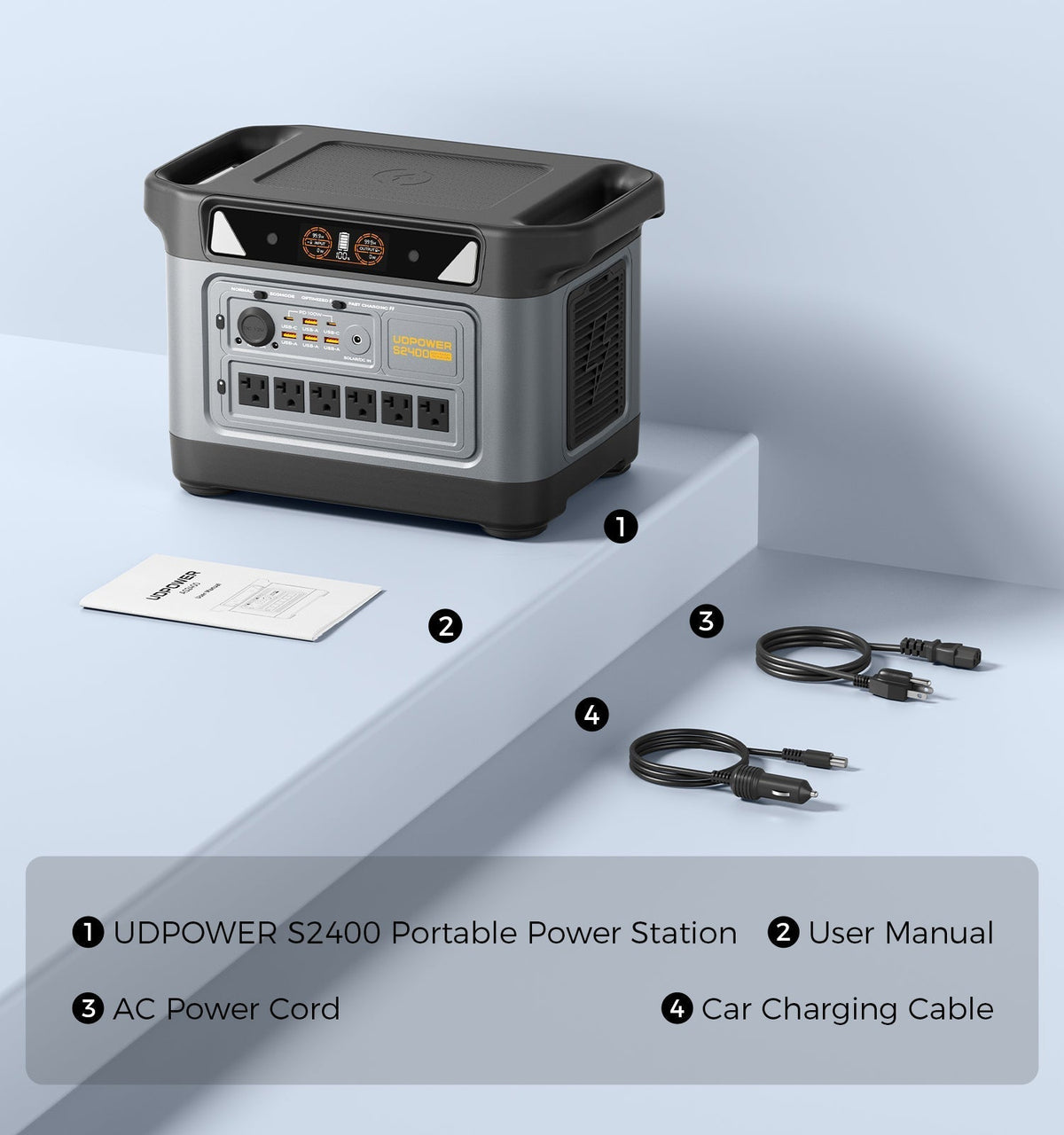 UDPOWER S2400 2400W LiFePO4 Portable Power Station