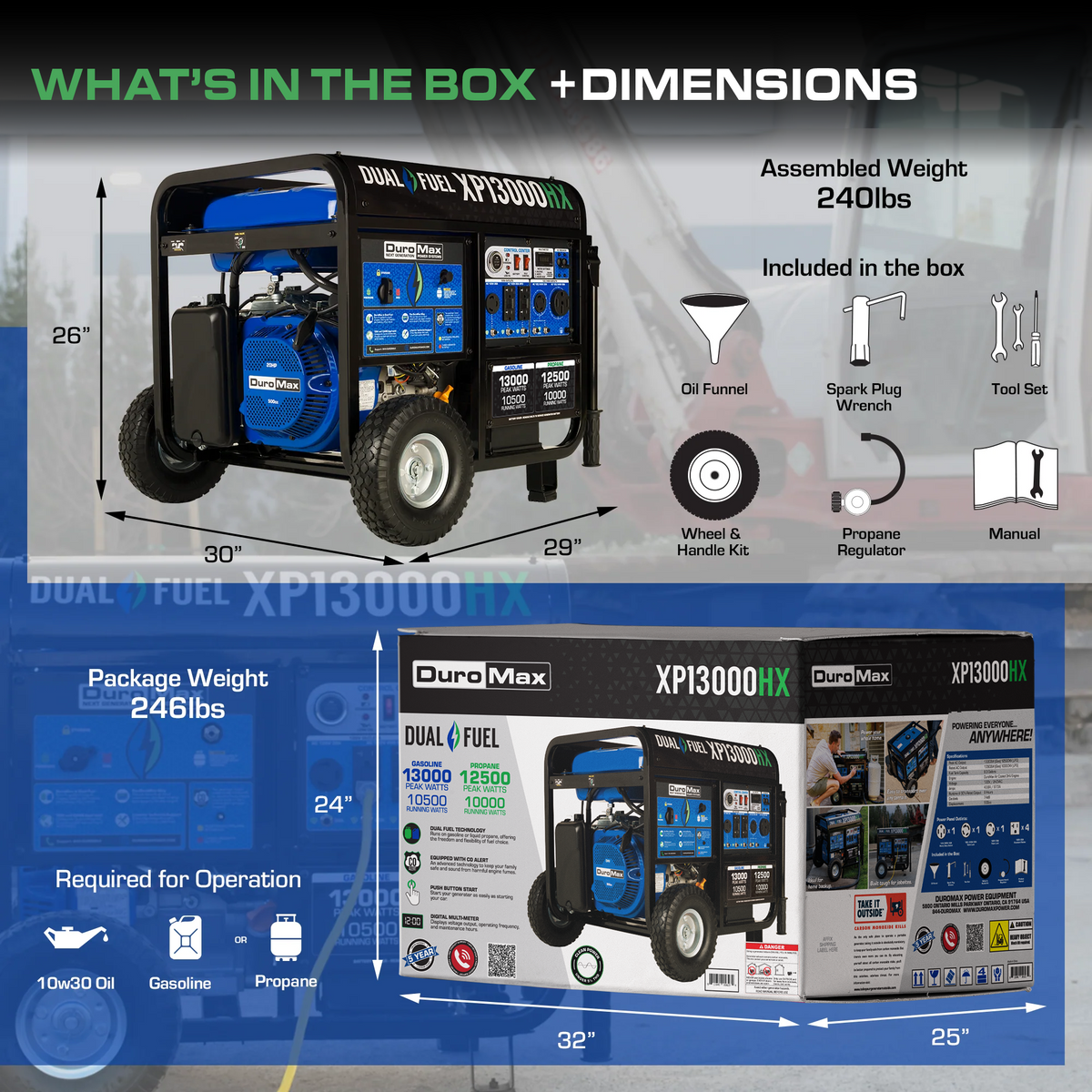 DuroMax XP13000HX Dual Fuel Portable Generator 13000W