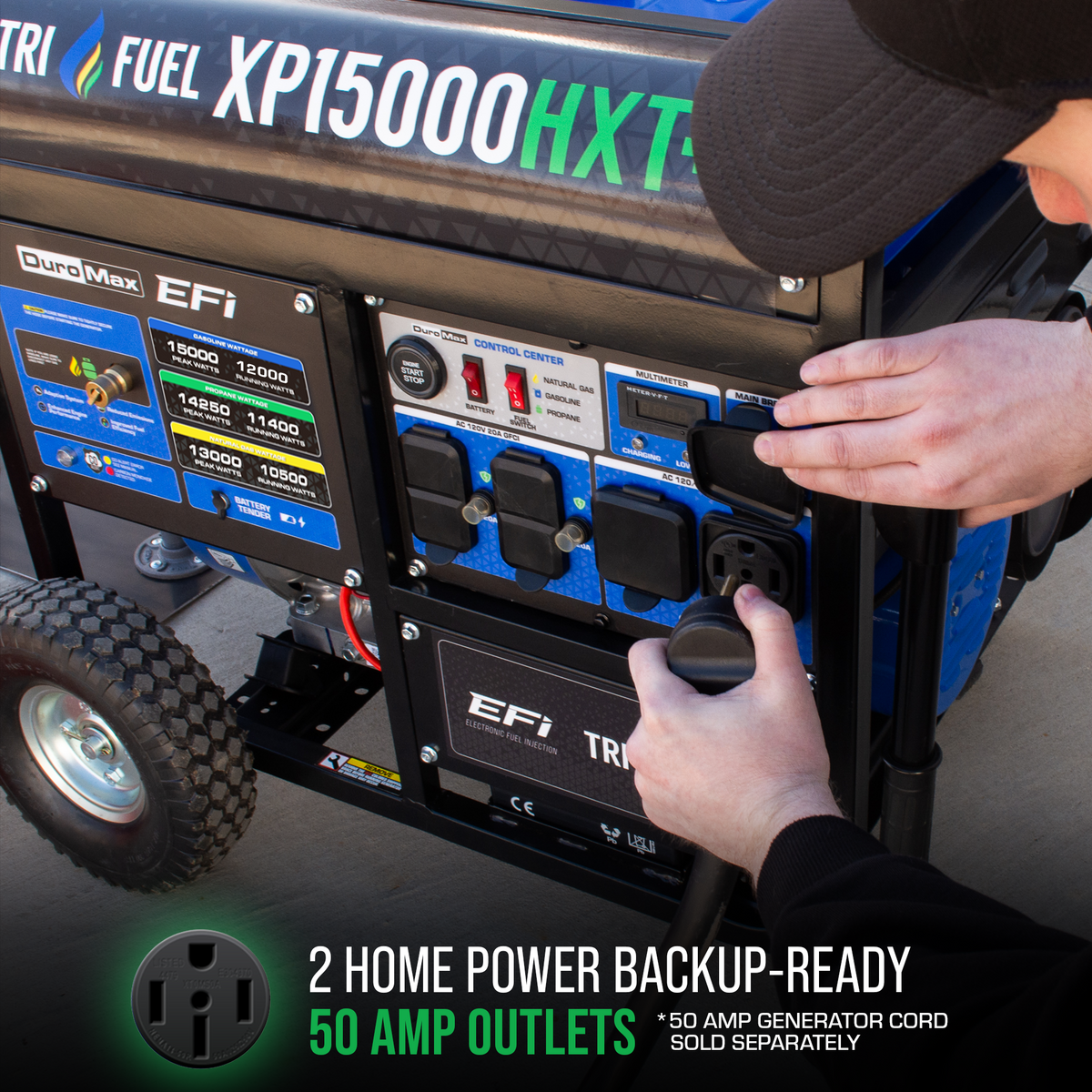 DuroMax XP15000HXT+ 15000W Tri-Fuel Portable Generator