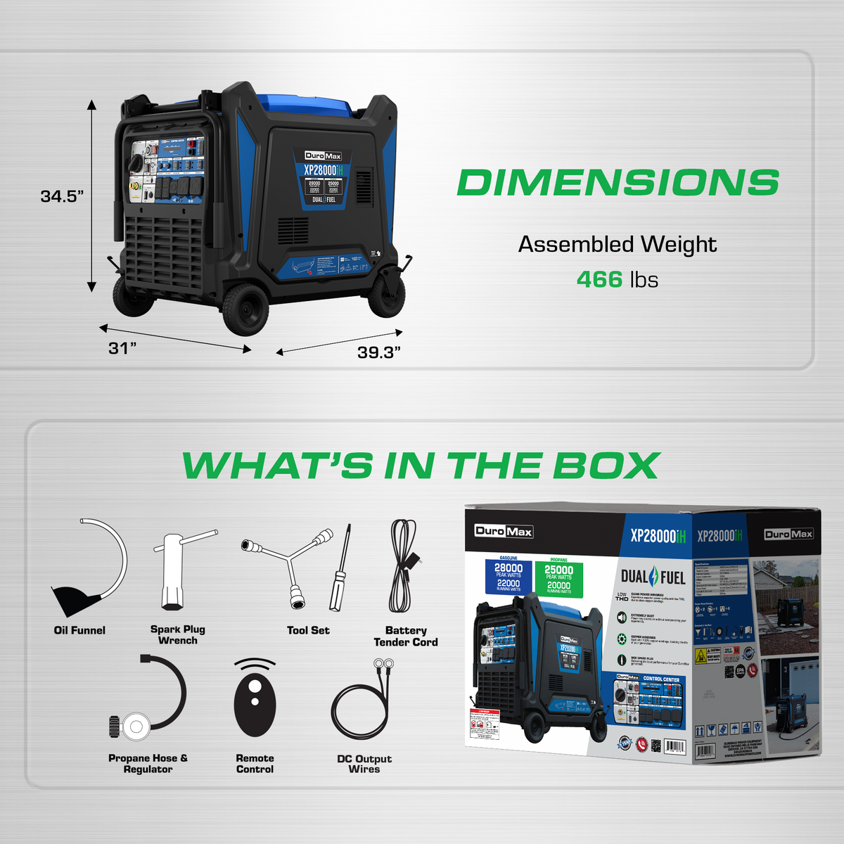 DuroMax XP28000iH Dual Fuel Portable Inverter Generator 28000W