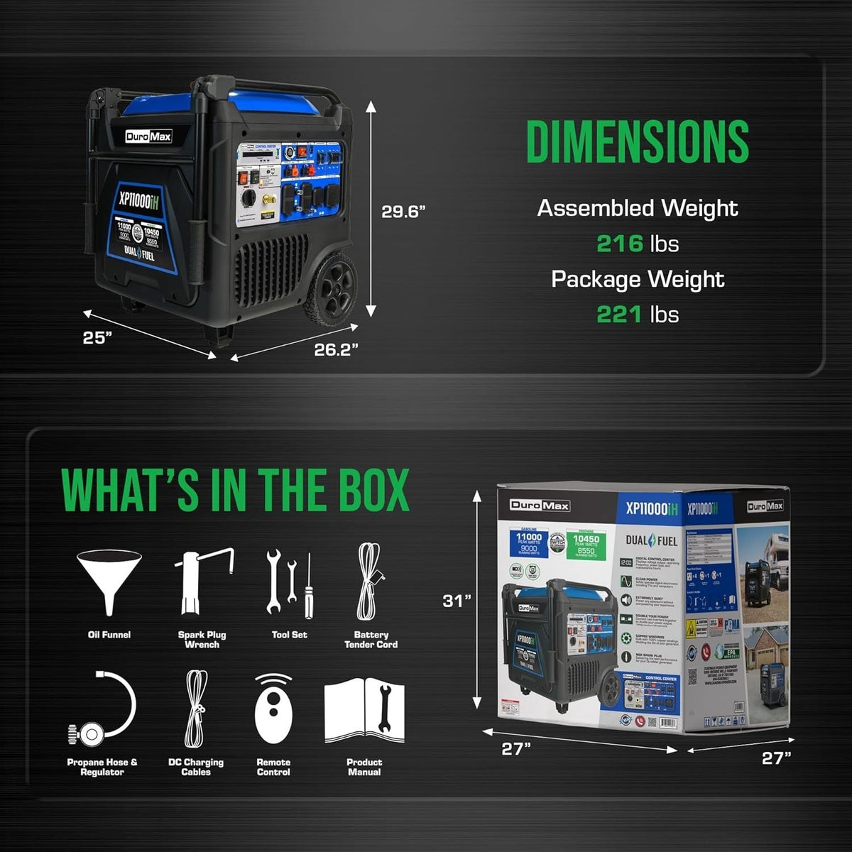 XP11000iH 11000W Dual Fuel Portable Inverter Generator